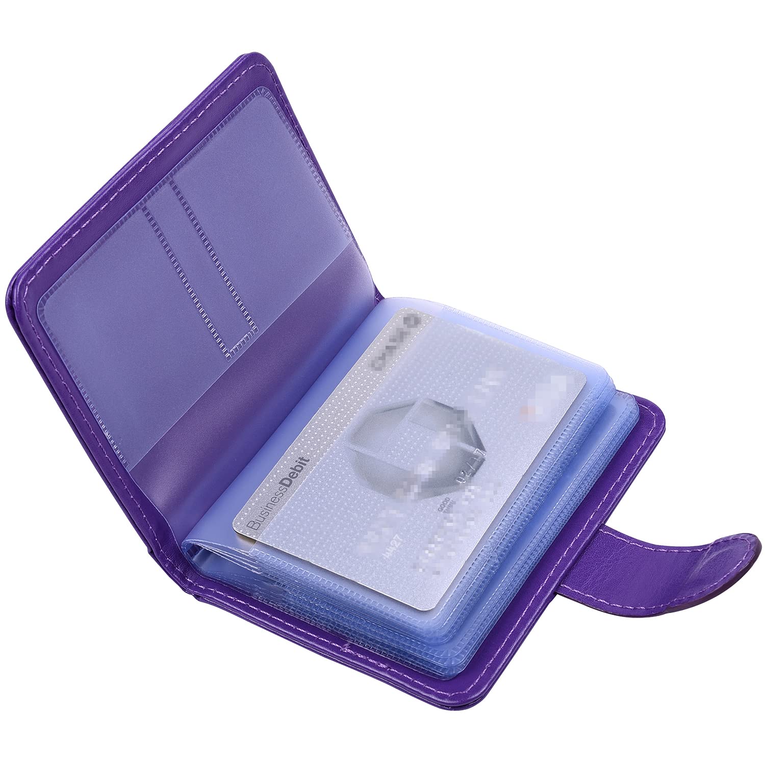 wisdompro Credit Card Holder for Men & Women, PU Leather RFID Blocking Debit Card Wallet Bank Card Case with Magnetic Shut (Build in 20 Card Slot)- Purple