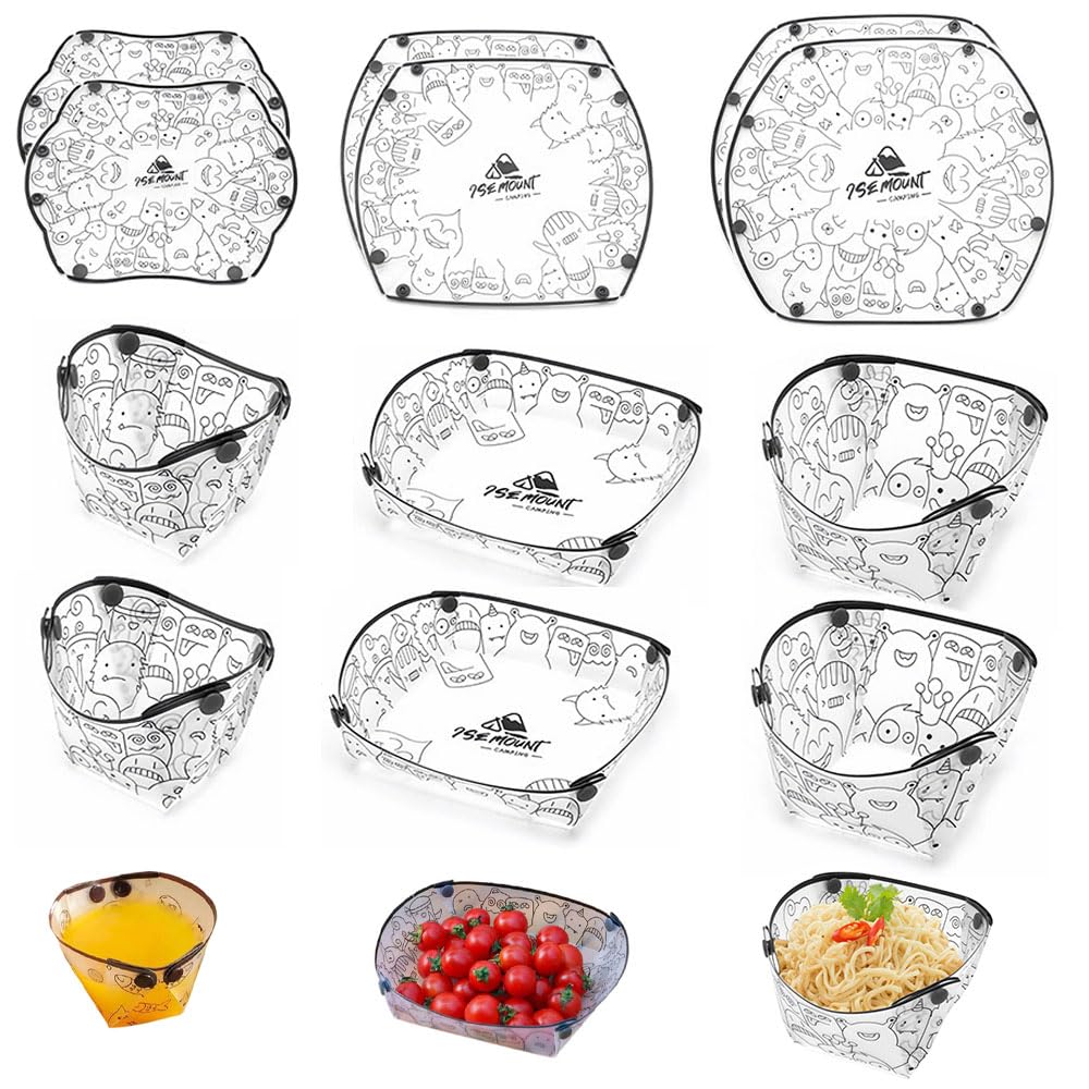 Photo 1 of MIUPOO Collapsible Bowl Plate Cup Set,Portable Mess Kit,Food Grade Material Free Folding Plate for Lunch Family Picnic,Collapsible Set of 6, 3 Sizes