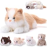 HyDren 5 Pcs Realistic Ragdoll Cat Stuffed Animal, 17.75 Inches Large Ragdoll Cat Mommy Plush with 4 Cute Babies Soft Plush Kittens Set for Girls Boys Birthday Party Favors(Light Brown)