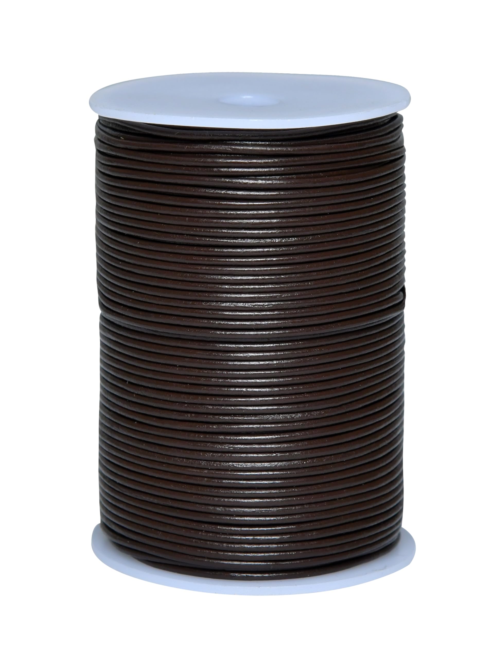 Cords Essentials Round Genuine Leather String Cord, Rope for Jewelry Making, Necklaces, Bracelets, Kumihimo Braiding, Wraps, Crafts and Hobby Projects (Dark Brown, 2.0 MM) — image 1