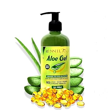 Innila Aloe Vera Gel with Vitamin E for Skin & Hair, 300 ml (Transparent- No added Colors)