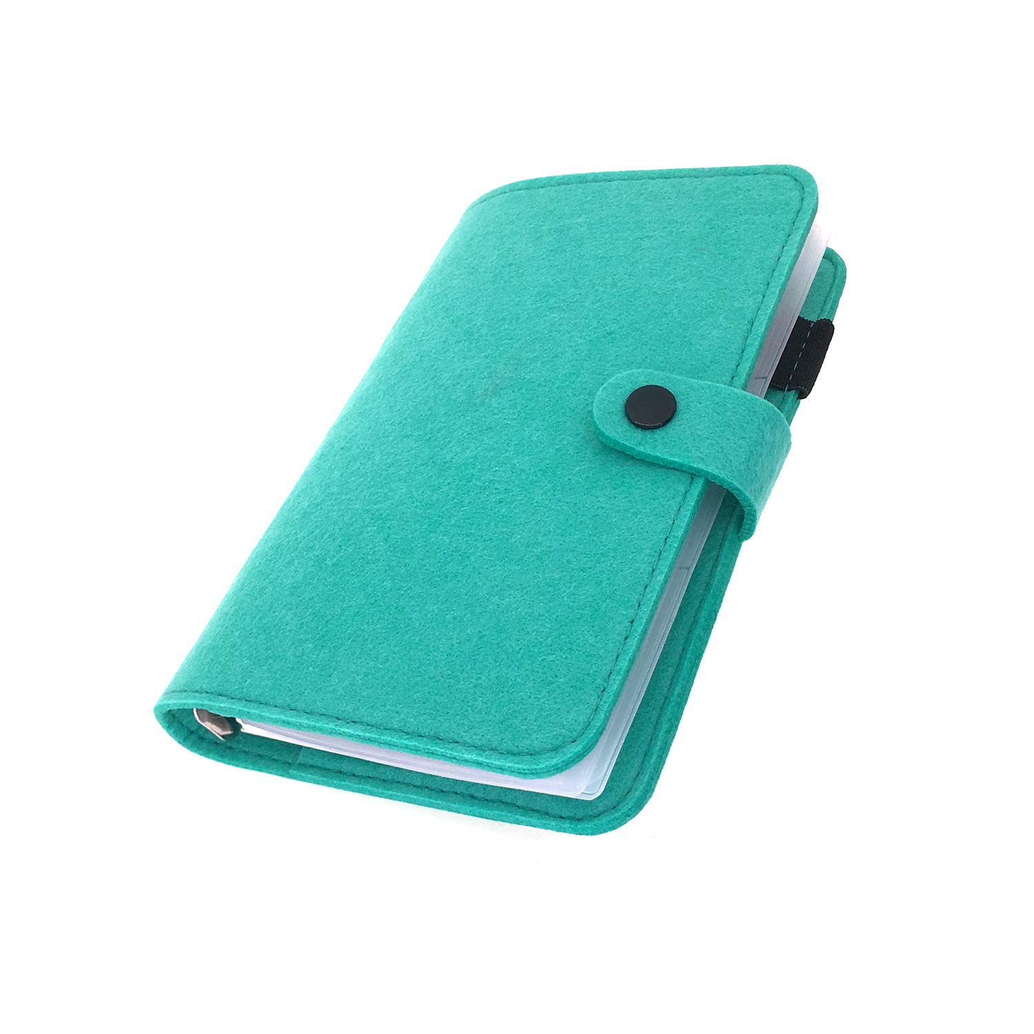 A6/ A5 6-Holes Felt Cover Round Ring View Binder File Folder for Loose Leaf Sheet Protectors/Binder Cover Protector, Aqua Mint, A6 Combo