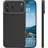 memumi Real Aramid Fiber for iPhone 17 Pro Case, [NO-case Feeling] Durable Sturdy Aramid Fiber with 0.5mm Slim Case for iPhone 17 Pro Thin and Minimalist in Carbon Fiber Design, Grey Black
