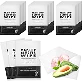 Gisdo 50 pcs Makeup Remover Wipes Bulk Individually Wrapped | Travel Size,Single Makeup Remover Cloth Facial Cleansing Pads for Mascara Lipstick Oil Dirt Face Skin Travel Hotel (Black)