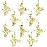 COGCHARGER 10Pcs Bird Animal Charms for Jewelry Making 18K Gold Plated Charms Bulk Cute Brass Pendants for Bracelet Necklace Earring Keychain DIY Supplies