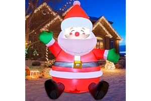 GOOSH 5 FT Christmas Inflatables Santa Claus Outdoor Decorations Blow Up Yard Sitting Santa Claus with Built-in LEDs for Holiday Xmas Garden Lawn Decor