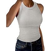 GKBK Racerback Tank Tops for Women High Neck Ribbed Sleeveless Fashion 2026 Summer Casual Basic Slim Fit Top Shirts