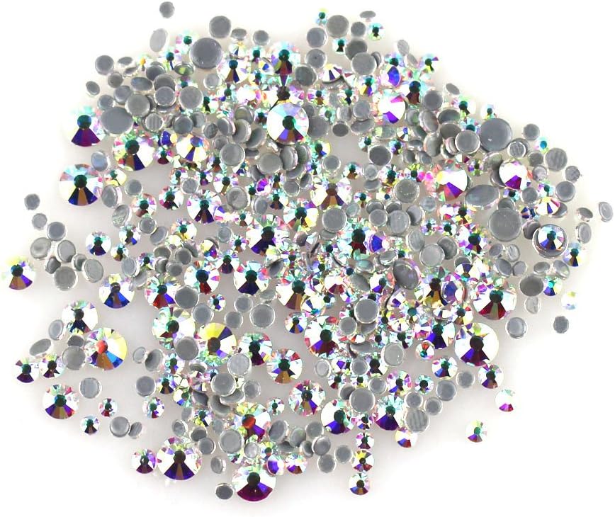 ACESTRASS Sparkle Hotfix Rhinestones Mixed 5 Sizes for Nail Art(Crystal AB)