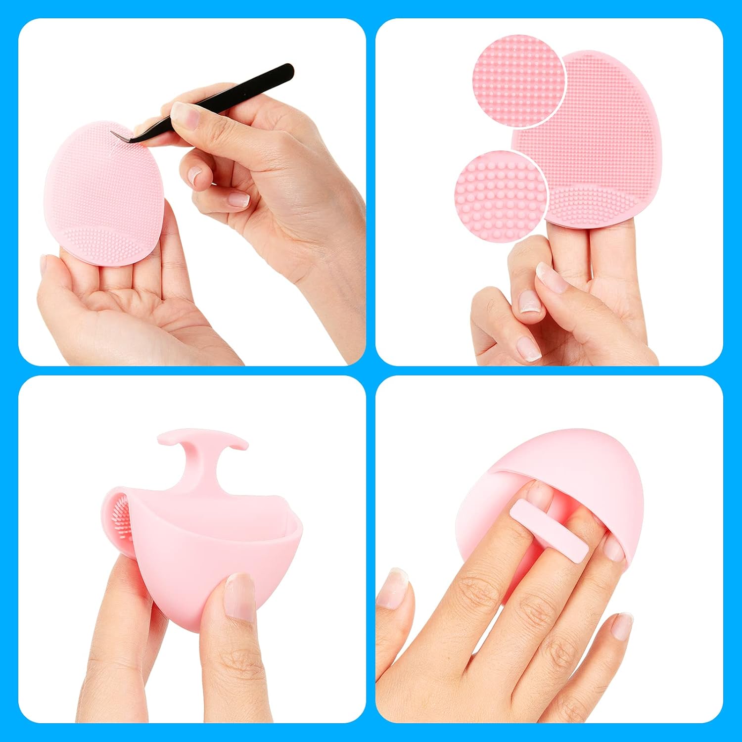 4 Pack Silicone Face Scrubber, JEXCULL Soft Silicone Facial Cleansing Brush Ergonomic Manual Face Exfoliator and Massager Pad for All Skin Types Deep Cleaning Skin Care…: Beauty