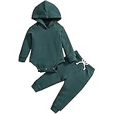 Thorn Tree Newborn Unisex Baby Clothes Set Hooded Long Sleeve Bodysuit Stretchy Pants Ribbed Outfits Fall Winter