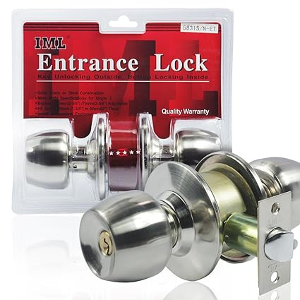Eachpole Entry Door Knob Push Button Lock Three Keys For