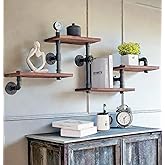 BIXIRAO Industrial Rustic Modern Solid Wood Ladder Pipe Wall Mounted Floating Shelves – 4 Tiers Bookshelf,DIY Storage Shelving,Hung Bracket,Bookcases