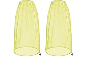 JAYRUIMICE 2 Pack Ultra Large Mosquito Net 42x25 Inches Mosquito Head Net Oversized Insect Netting Bug Fits Most Hats for Gardening Hiking Fishing Traveling(Yellow)