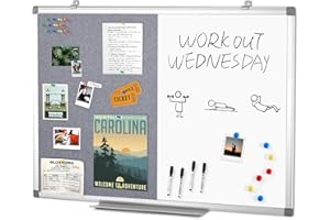 S SWANCROWN Combination Magnetic Whiteboard & Fabric Board,Dry Erase Board Bulletin Board 36x24inches Combo Vision Board for Wall,Home,School,Office