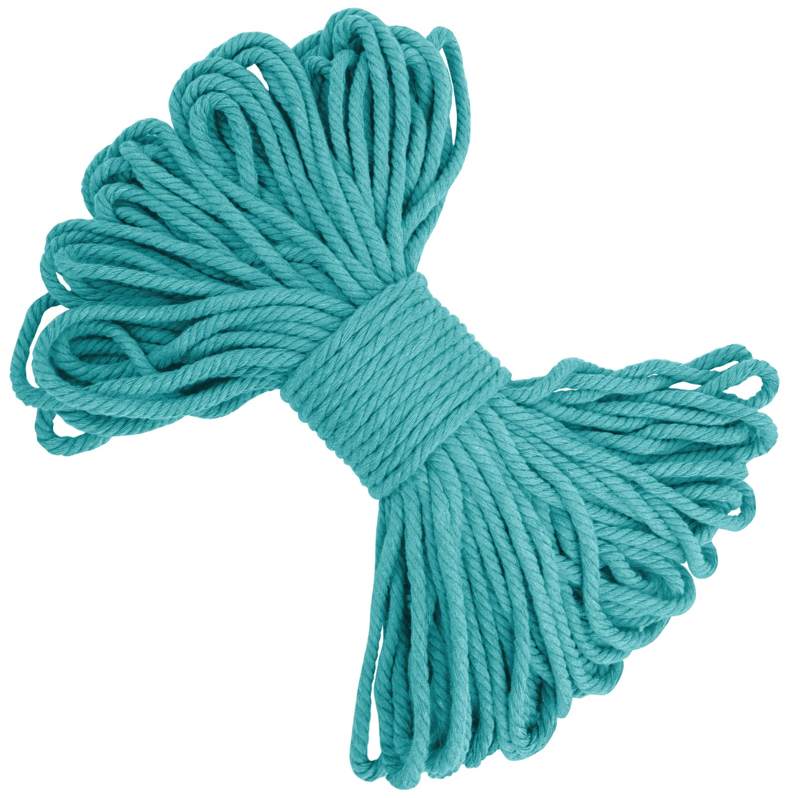 LEREATI Macrame Cord 5mm x 20m, Thick Cotton Macrame Rope Yarn Craft String, Coloured Cotton Cord for Macrame Plant Hanger, Wall Hanging, DIY Crafts, Gift Wrapping, Home Decorations (Lake Green)