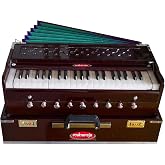 Maharaja Musicals, (Model 2025-26) Folding Harmonium Instrument, In USA, 9 Stops, Rosewood Color, Safri, 3 1/2 Octave, Coupler, Bag, Tuned To A440, Musical Instrument Indian-AHF