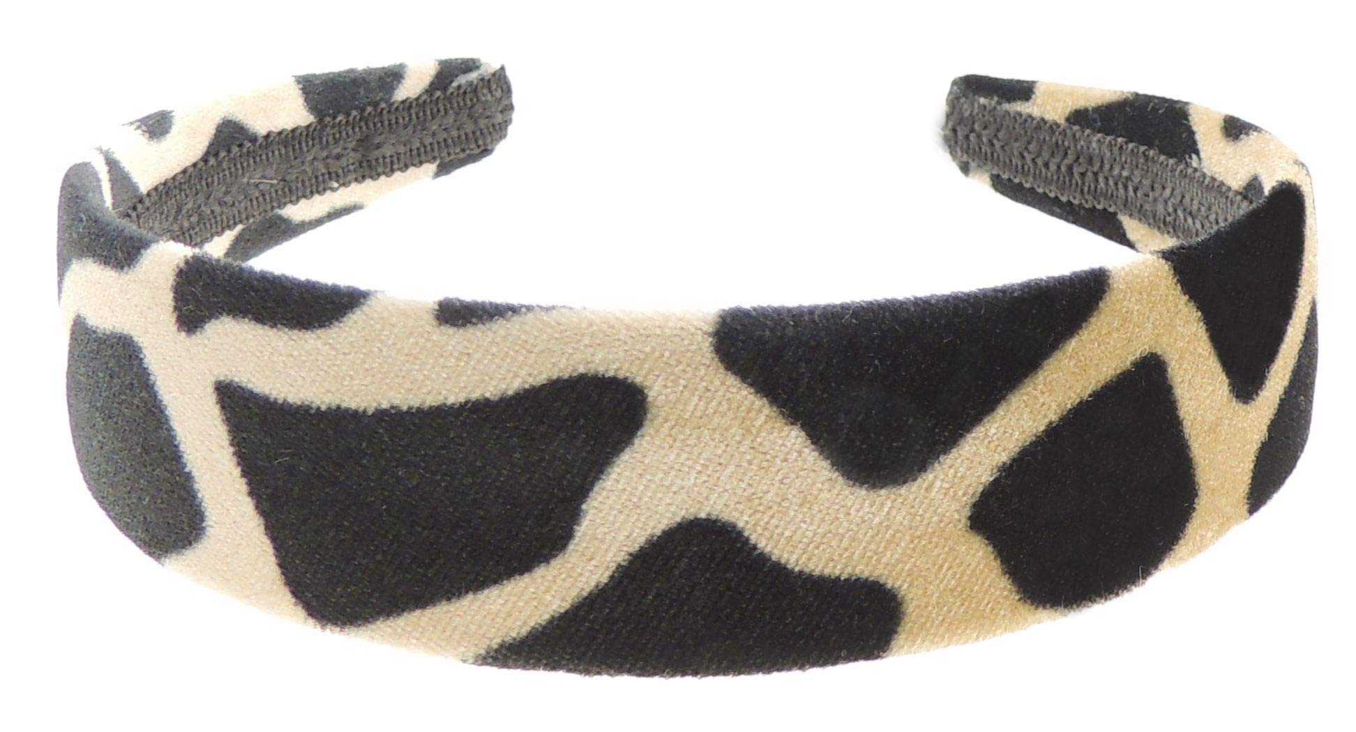 SMALL HEAD Womens Girls Velvet Fabric Winter Accessory Wedding Guest Headpiece Formal Dance Christmas Party Birthday Headband Hair Hoop Alice Band (Beige Giraffe)