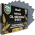 Natural Oil Blotting Sheets for Face with Bamboo Charcoal - 25% Larger - 1pk/100 Makeup Friendly Blotting Papers for Face - Easy Dispensing Oil Absorbing Sheets