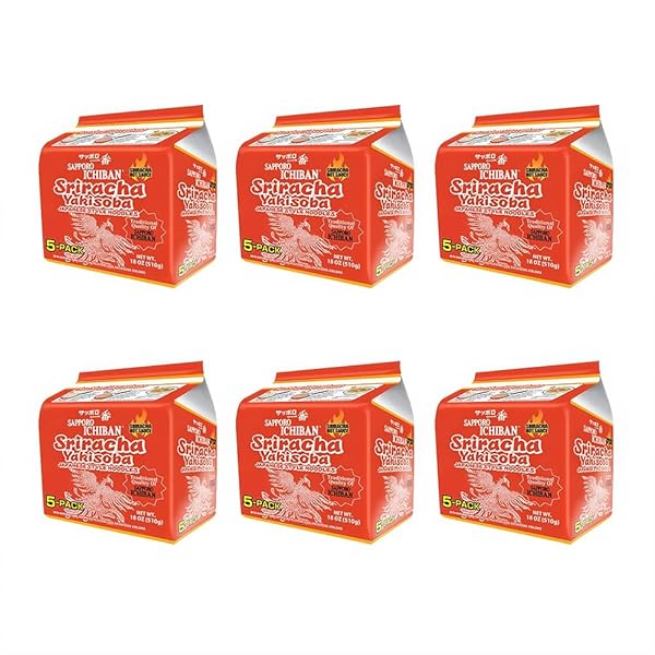 [SAPPORO ICHIBAN] SRIRACHA YAKISOBA, SPICY CHOW MEIN, NO. 1 TASTING JAPANESE INSTANT NOODLES (3.6 OZ/102 G) (30 PACKS)