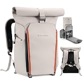 K&amp;F CONCEPT Camera Backpack, Expandable Roll-Top Camera Bag to 35L | Water-Resistant, Fiber Frame, 2 Bodies+4 Lenses, 15.8in Laptop Compartment, Quick Access for Canon/Sony/Nikon, B26