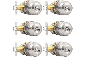 Probrico Privacy Interior Door Knobs Bed and Bath Handles Keyless Sain Nickel Locksets, 6 Pack