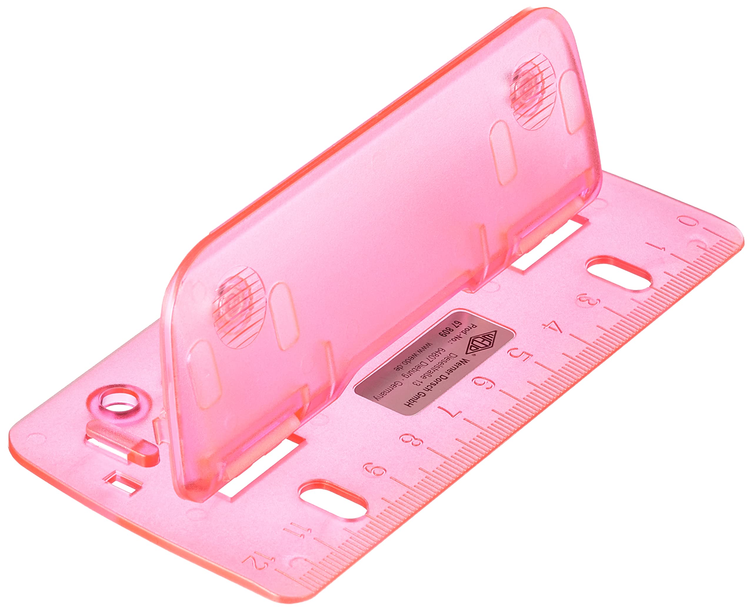 Wedo 67809 Double Pocket Hole Punch Plastic for Filing for 8 cm Perforation with 12 cm Scale, Pink