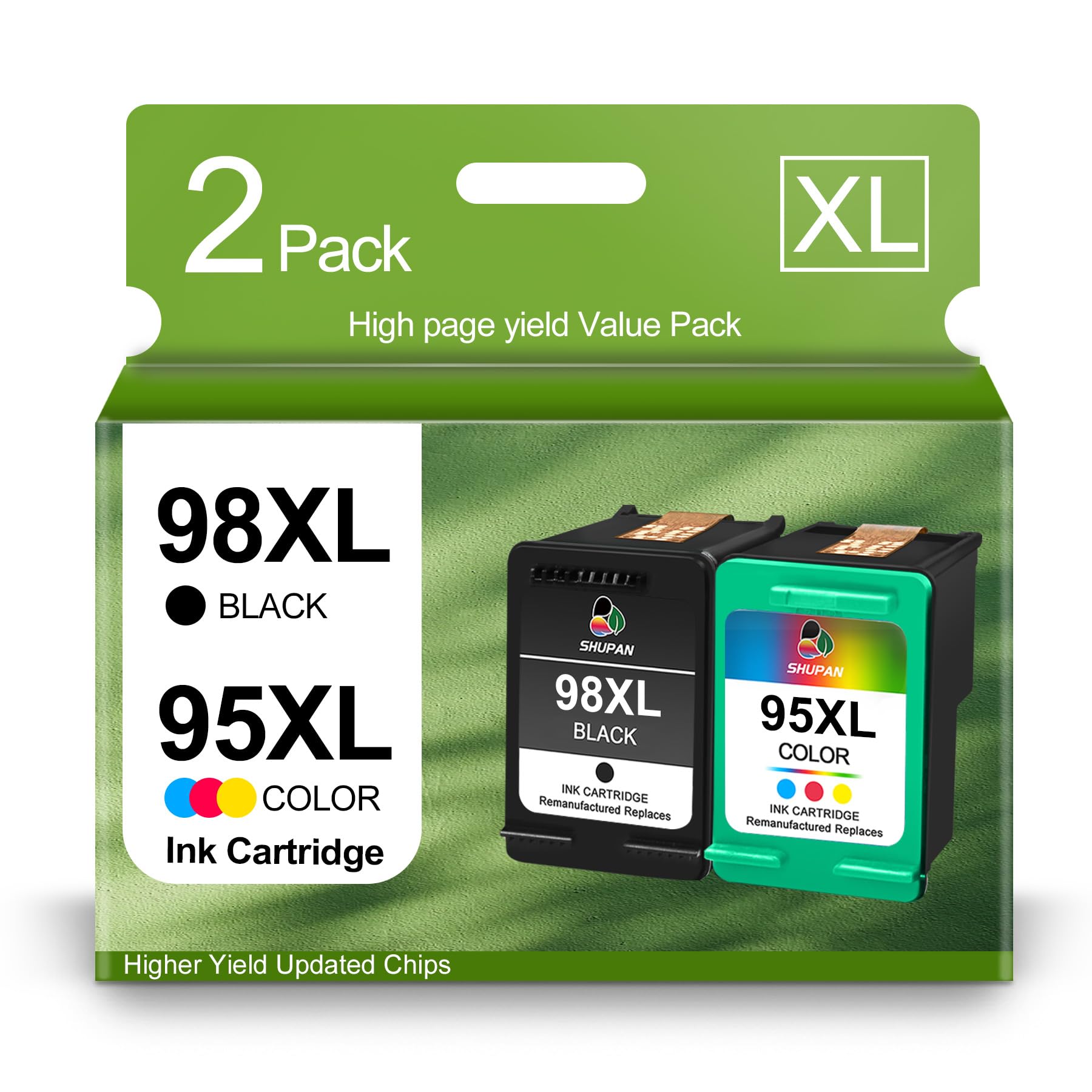 Photo 1 of 95 98 Ink Cartridge Remanufactured for HP 95XL 98XL C9364WN C8766WN Ink Work for OfficeJet 100 H470 Deskjet D4160 5940 6980 PhotoSmart 8050 2575 Printer (1 Black 1 Tri-Color)