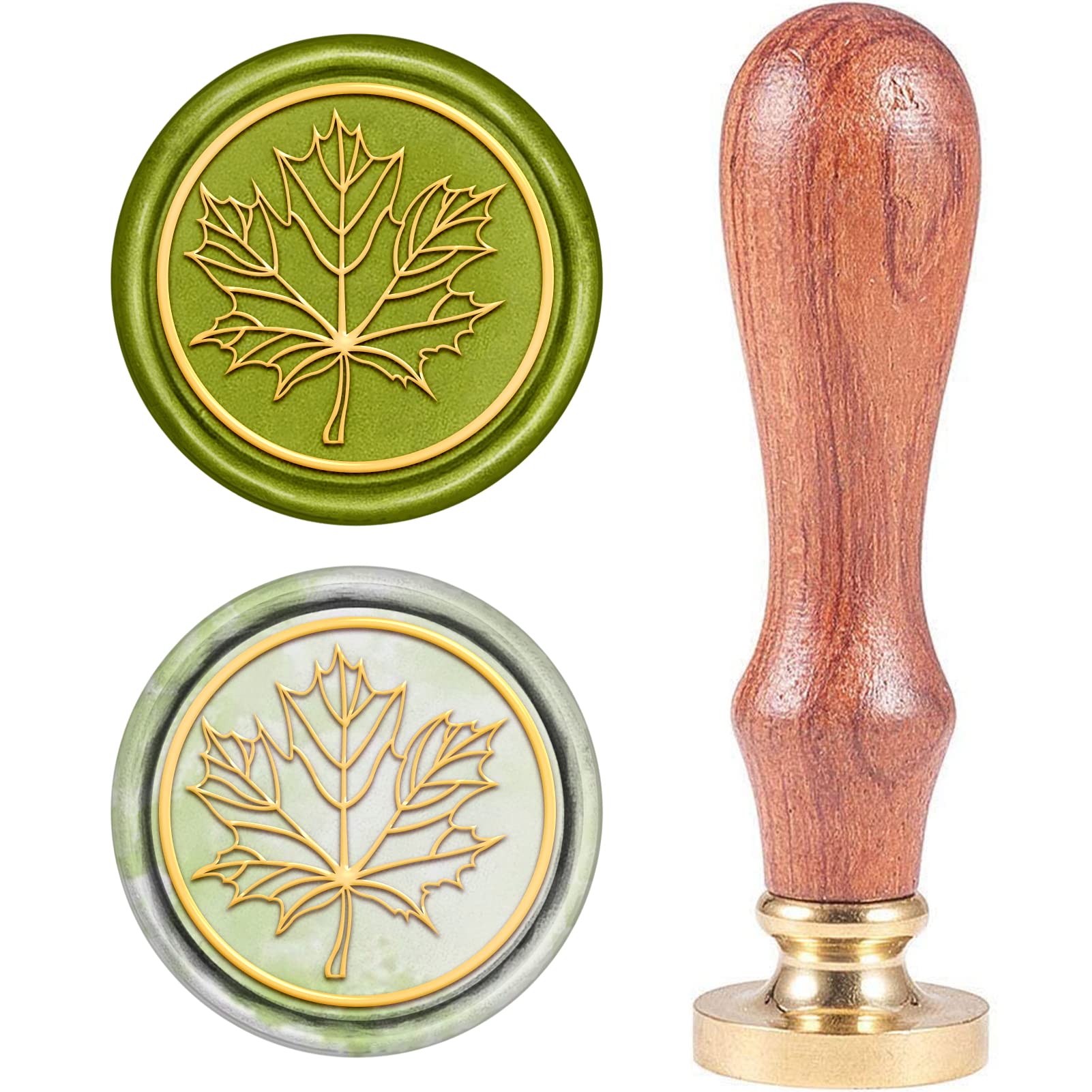 CRASPIRE Wax Seal Stamp, Sealing Wax Stamps Maple Leaf Retro Wood Stamp Wax Seal 25mm Removable Brass Seal Wood Handle for Envelopes Invitations Wedding Embellishment Bottle Decoration
