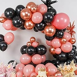 Dusty Pink and Black Balloon Arch,Balloon Garland