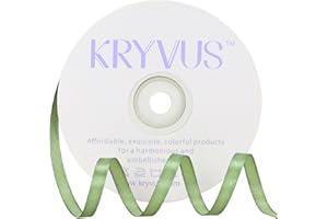 KRYVUS Sage Green Satin Ribbon 1/4 inch X Continuous 50 Yards, Single Face Polyester Ribbon Perfect for Gift Wrapping, Flower Bouquet, Wedding Decor, Crafts, Bow Making, Sewing and More