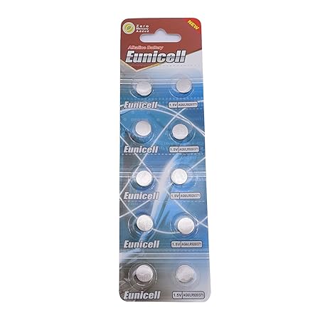 Eunicell AG6 Alkaline-Knopfbatterien, G6 / LR69 / LR921 / SR921W / 370 / 371, 10 Stück