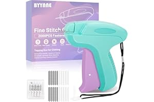 BYYNNE Stitch Gun for Clothes - Handheld Quick Clothing Fixer - Tagging Gun for Clothing, Sewing Kit - Includes 6 Fine Needles, 1000 Black & 1000 White Fasteners (Purple Green)