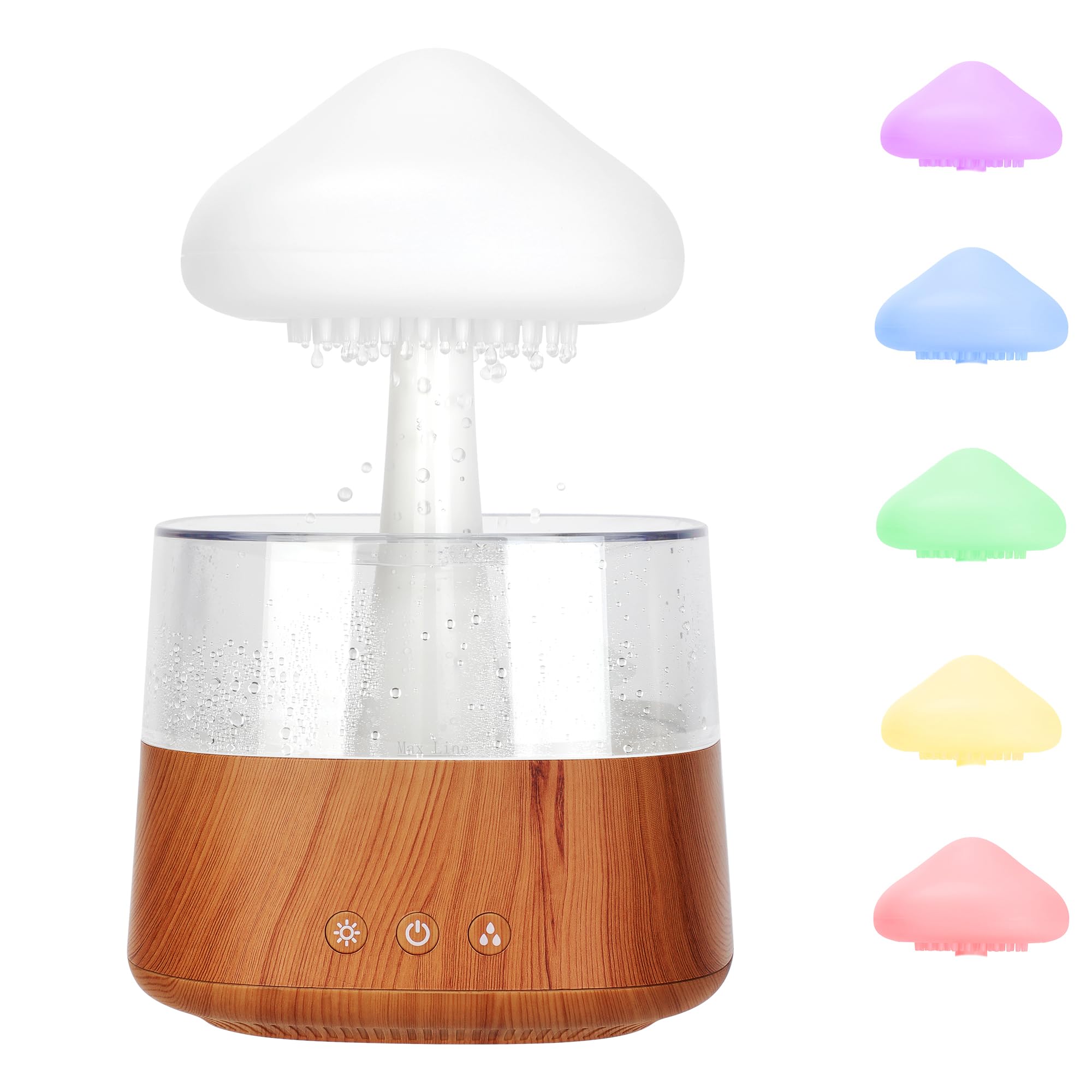 Photo 1 of Rain Cloud Humidifier Water Drip with Adjustable LED Lights White Noise Humidification Desk Fountain Bedside Sleeping Relaxing Mood (Wood)