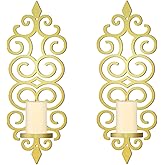 OYEFLY DIY Metal Candle Sconces Wall Decor, Wall Mounted Candle Holder (Gold)