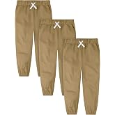 Cooraby 3 Pack Baby and Toddler Boys Jogger Pants School Uniform Pants | Elastic Waist with Drawstring,Functional Pockets,Machine Washable,Won't Slip,Soft Cotton,Leisure And Fun,Suitable For 18M-5T