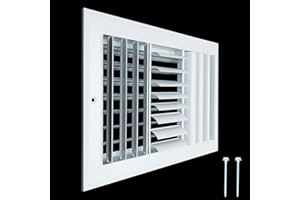 Handua 12"W x 8"H [Duct Opening] Aluminum 3-Way Adjustable Air Supply Grille | Curved Blade Register Vent Cover for Sidewall & Ceiling | White | Outer Size: 13.75"W x 9.75"H for 12x8 Duct Opening