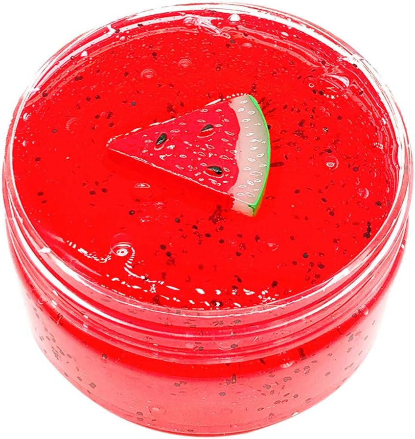 Gbell Fruits Slime Watermelon Squishies Fluffy Slime ,Honeybee Clear Crystal Slime Putty Scented Stress Kids Adults Clay Toy ( Watermelon 80ML)