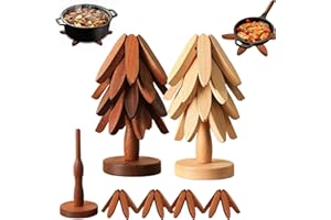 Wooden Tree Trivet Set, Foldable Trivets for Hot Dishes, Black Walnut Wooden Coasters for Hot Dishes, Pot, Bowl, Teapot (MIX-