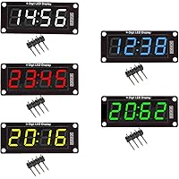 diymore 5 Packs Red/Green/White/Yellow/Blue Colors TM1637 0.56" LED Display Digital Tube Decimal 7 Segment 4 Digit Clock Doub