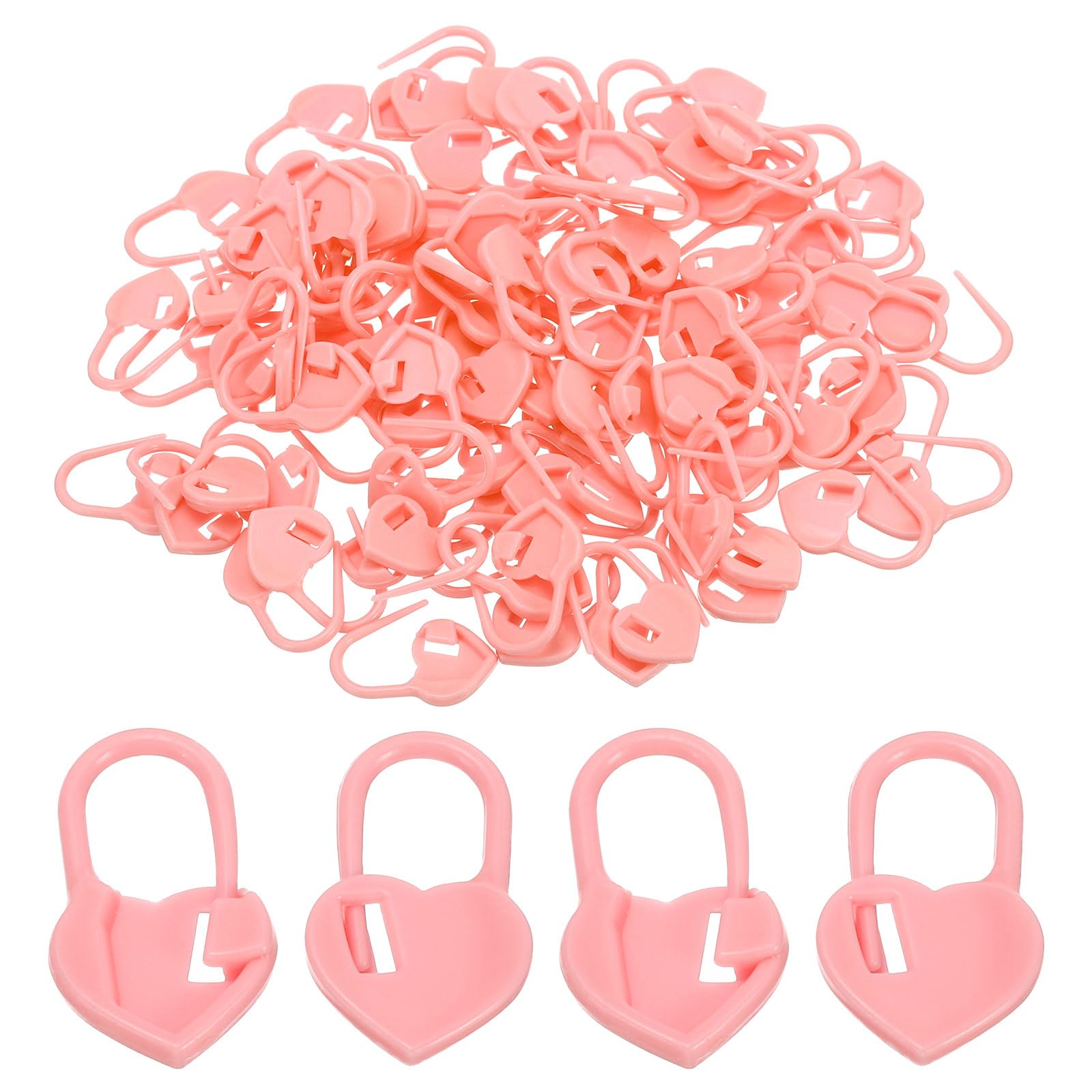 PATIKIL Crochet Stitch Markers, 100 Pack Plastic Knitting Markers Needle Pin Heart Locking Stitch Marker for Sewing Crocheting DIY Craft, Pink