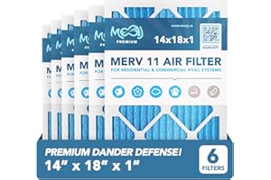 14x18x1 Air Filter (6-PACK) | MERV 11 | MOAJ Premium Allergen Defense | BASED IN USA | Pleated Replacement Air Filters for AC & Furnace Applications | Actual Dimensions: 13.70” x 17.70” x 0.75” (in.)