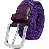 Falari Men Women Multicolored Elastic Stretch Braided Belt Canvas Fabric Woven No Holes Belt