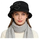 Women Felt Bucket Hat Vintage Floral Wool Dress Winter Hats