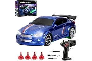 1/64 Mini RC Drift Car, 2.4GHz 4WD Desktop Remote Control Drift Cars, with LED Lights & 2-Speed Modes, Small Stunt Drifting V