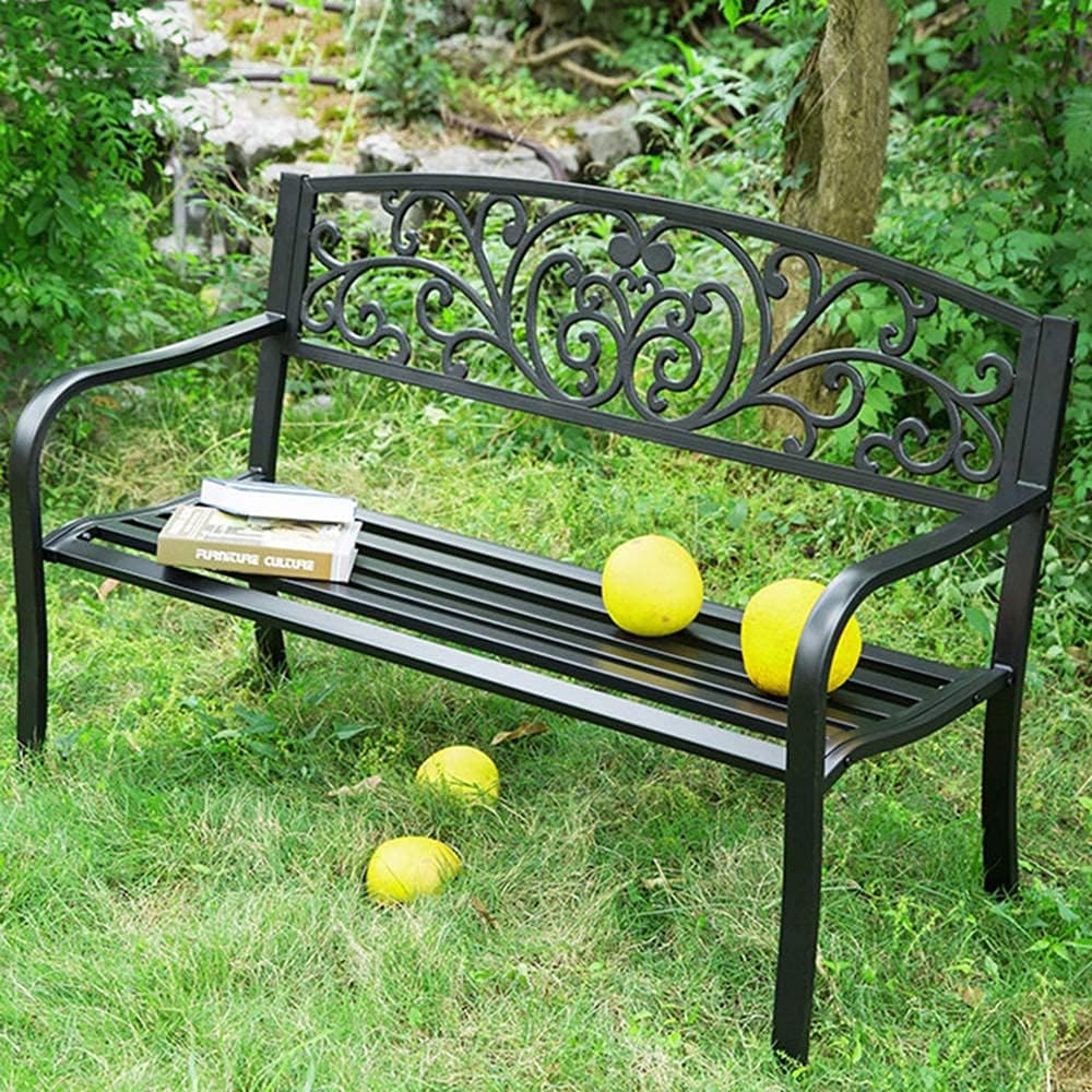outdoor product Park Benches for Outside, Cast Iron Metal Garden Bench