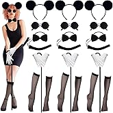 AIHSUMC 18 Pcs Halloween Mouse Theme Costume Accessories Set, Mouse Headbands Bow Ties Tails Removable Cane Sunglasses Gloves