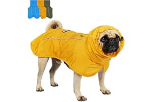 Tuff Pupper Waterproof Dog Raincoat | Full-Body Windproof Rain Jacket for Dogs | Reflective Strips | Breathable Mesh Lining | Adjustable Fit | Leash Port | Small Medium Large XL XXL Dogs (Yellow, S)