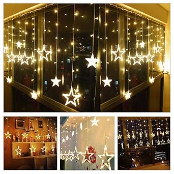 juperia LED Curtain String Lights 8 Modes Lights for Home,Office, Diwali, Eid & Christmas Decoration (138 led) (10 Stars)