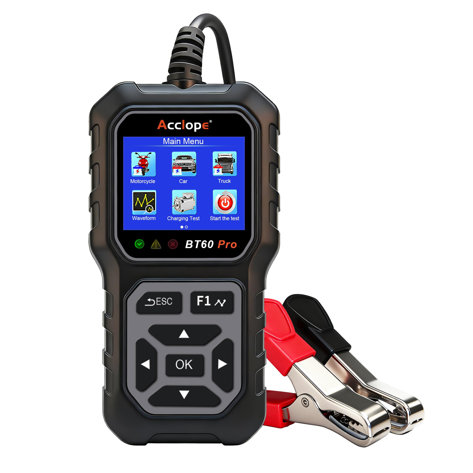 Acclope BT60 Pro Car Battery Tester, Digital Analyzer with Cloud Printing, 6V/12V/24V Battery Checker for AGM, Lithium, Gel Batteries, 100-3000 CCA Range, Automotive Charging System Image