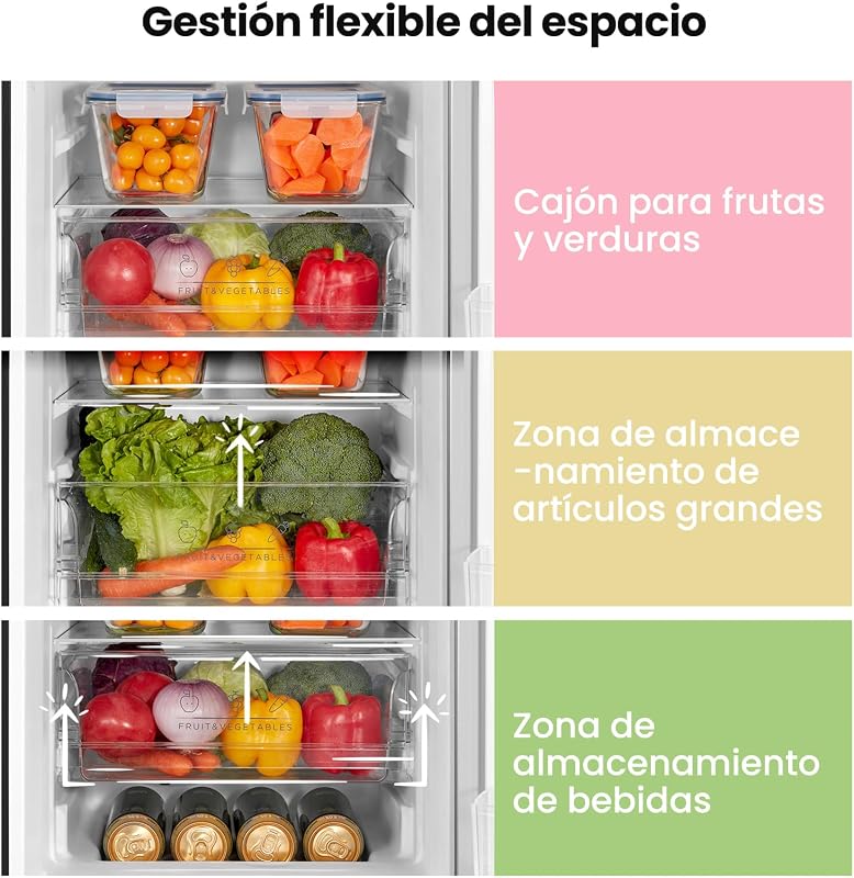 Comfee' rcb169dk2(e) geladeira com freezer/altura 150 cm/low frost/temperatura ajustável da geladeira/luz led/195 kwh/ano/geladeira 115l/freezer 59l/preto